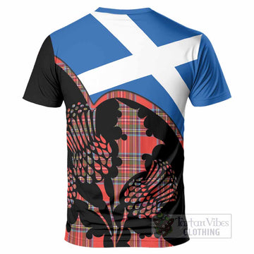 Stewart (Stuart) Tartan Family Crest T-Shirt Scotland Thistle Floral Flag Style