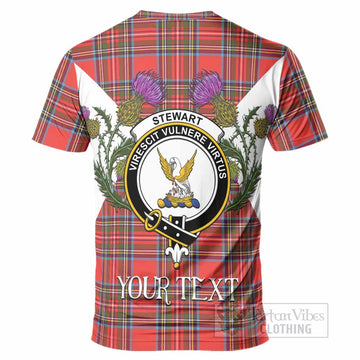 Stewart (Stuart) Tartan Family Crest T-Shirt Scottish Burns Night Thistle Floral