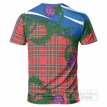 Stewart (Stuart) Tartan Family Crest T-Shirt Thistle in Minimalism