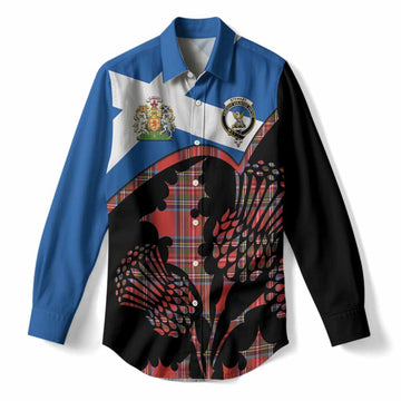 Stewart (Stuart) Tartan Family Crest Women Casual Shirt Scotland Thistle Floral Flag Style