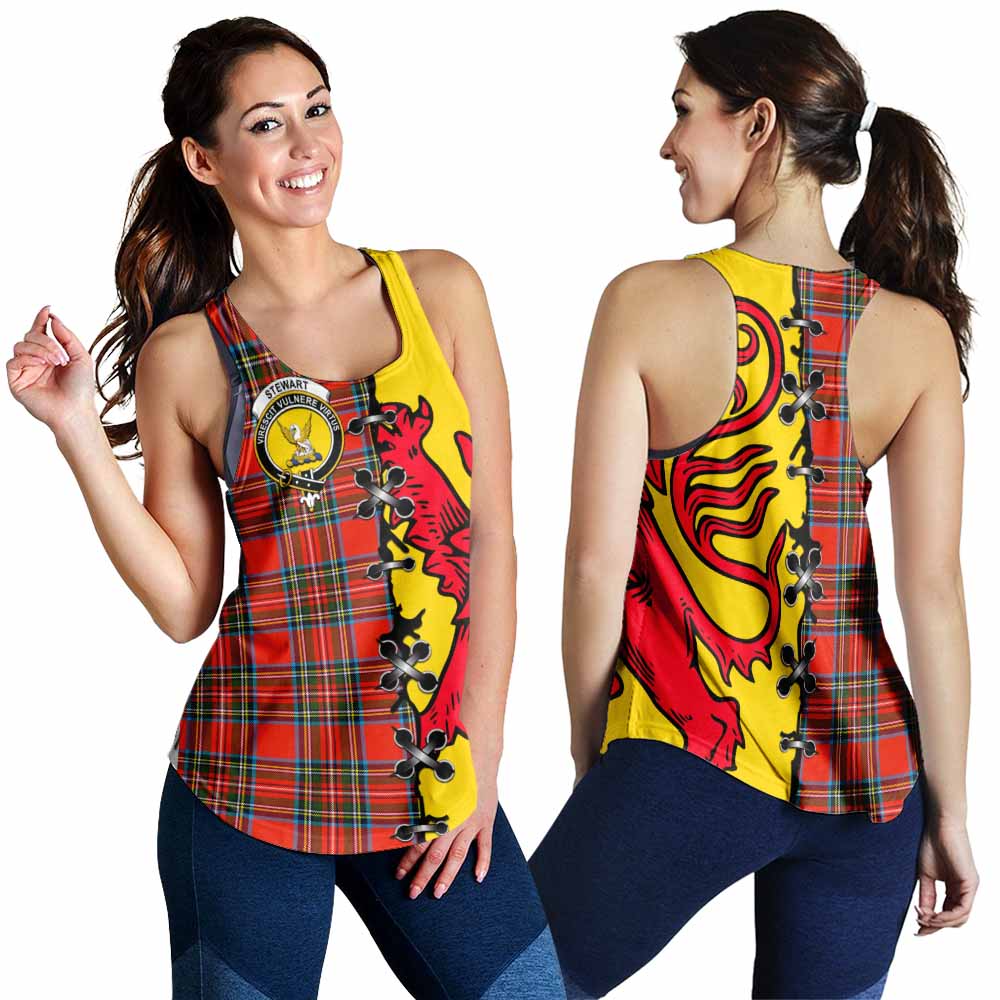 Stewart (Stuart) Tartan Family Crest Women Racerback Tanks Lion Rampant Honor - Tartan Vibes Clothing