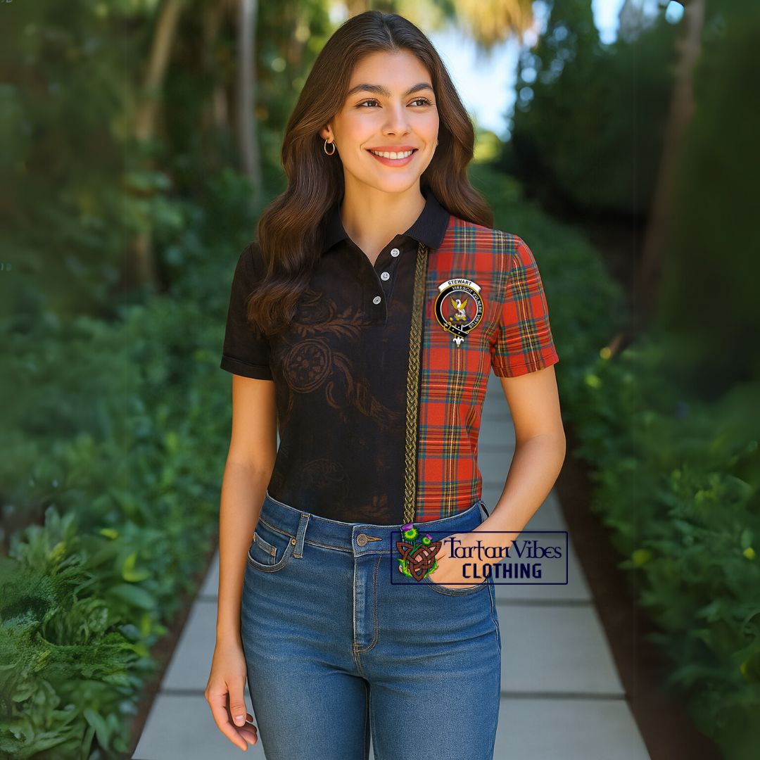Stewart (Stuart) Tartan Family Crest Women's Polo Shirt Alba Gu Brath Be Brave Lion Ancient Style