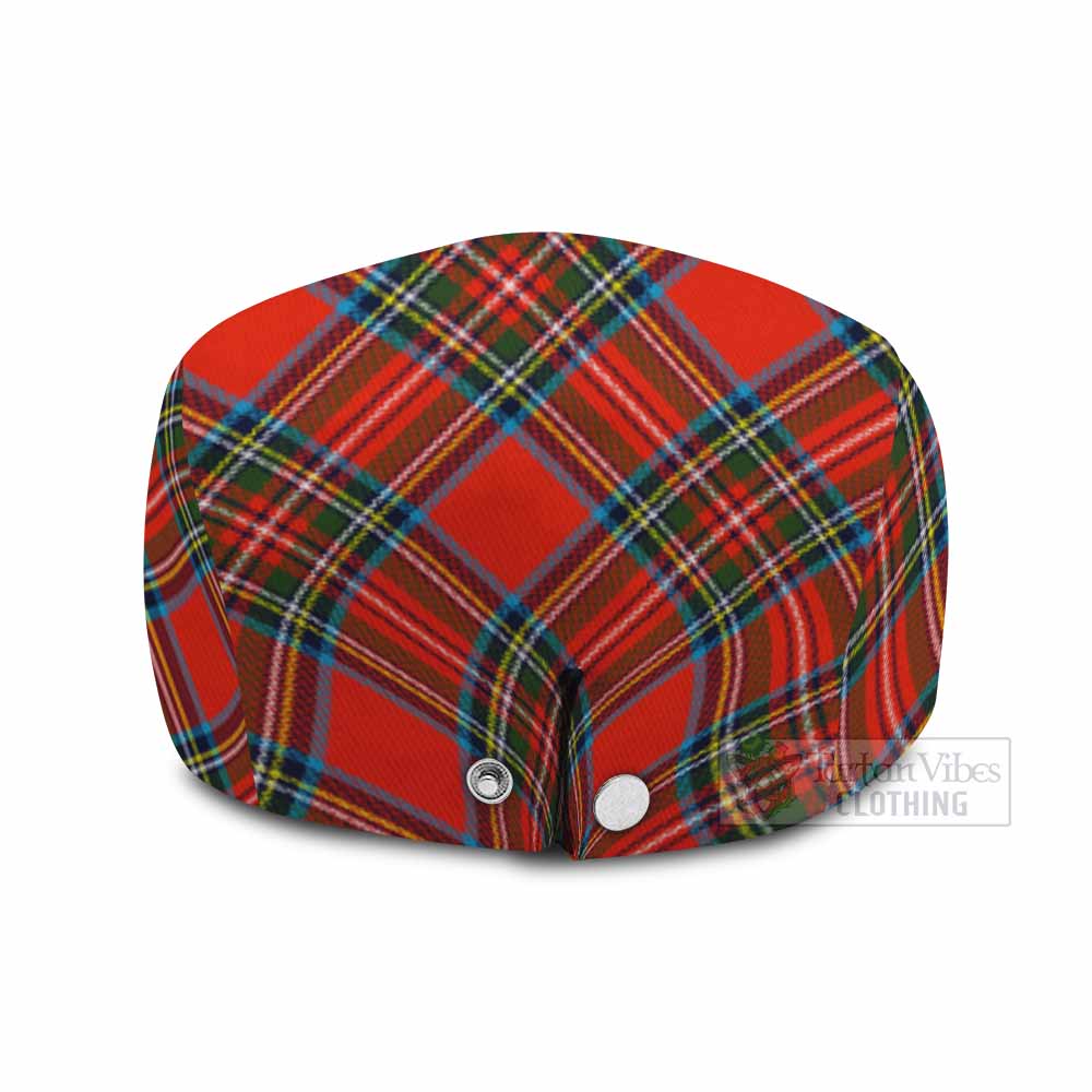 Stewart (Stuart) Tartan Flat Cap, Jeff Cap Cross Style with Family Crest - Tartan Vibes Clothing