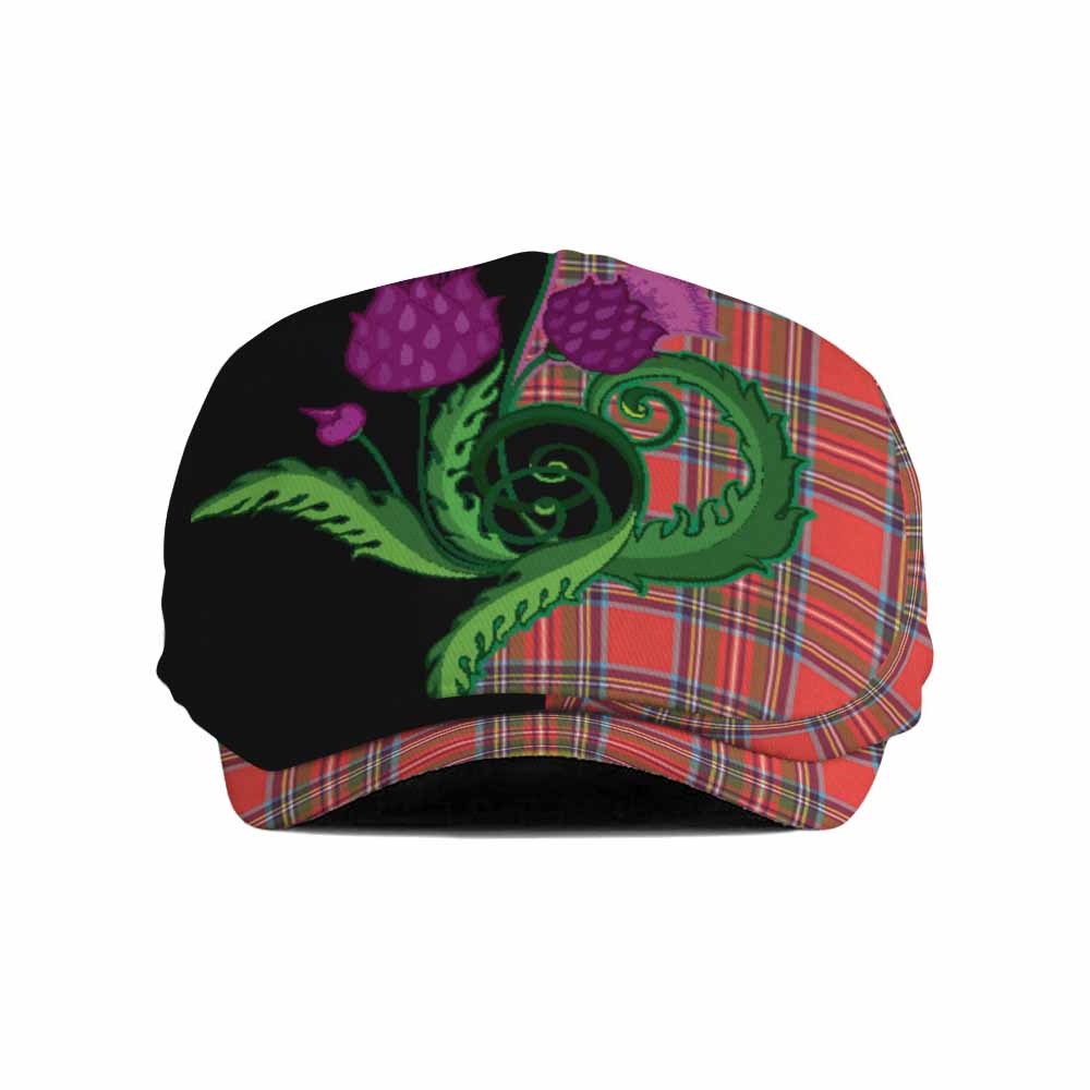 Stewart (Stuart) Tartan Flat Cap, Jeff Cap Traditional Scottish Thistle