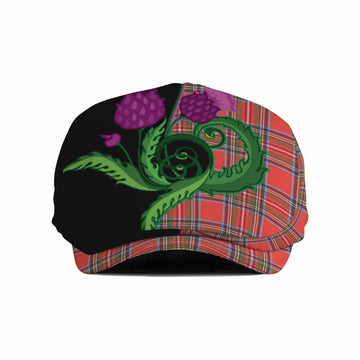 Stewart (Stuart) Tartan Flat Cap, Jeff Cap Traditional Scottish Thistle