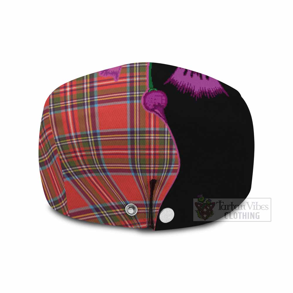 Stewart (Stuart) Tartan Flat Cap, Jeff Cap Traditional Scottish Thistle