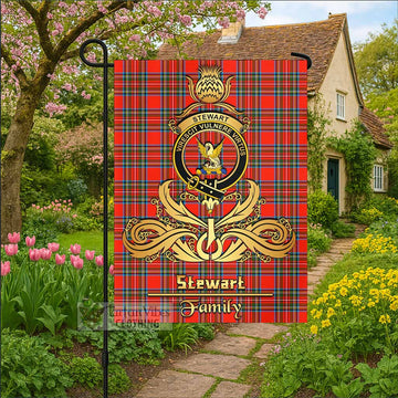 Stewart (Stuart) Tartan Garden Flag with Highland Thistle Cherish Family Crest Style