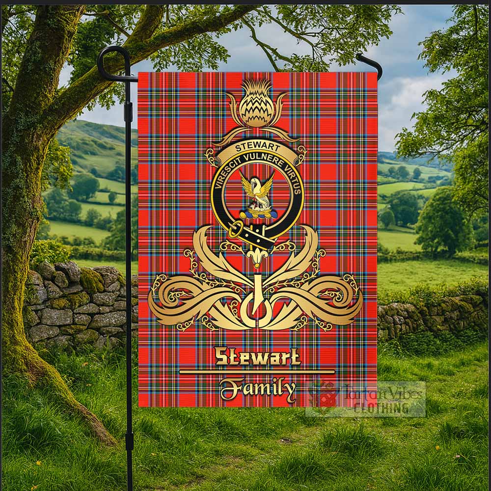 Stewart (Stuart) Tartan Garden Flag with Highland Thistle Cherish Family Crest Style - Tartan Vibes Clothing