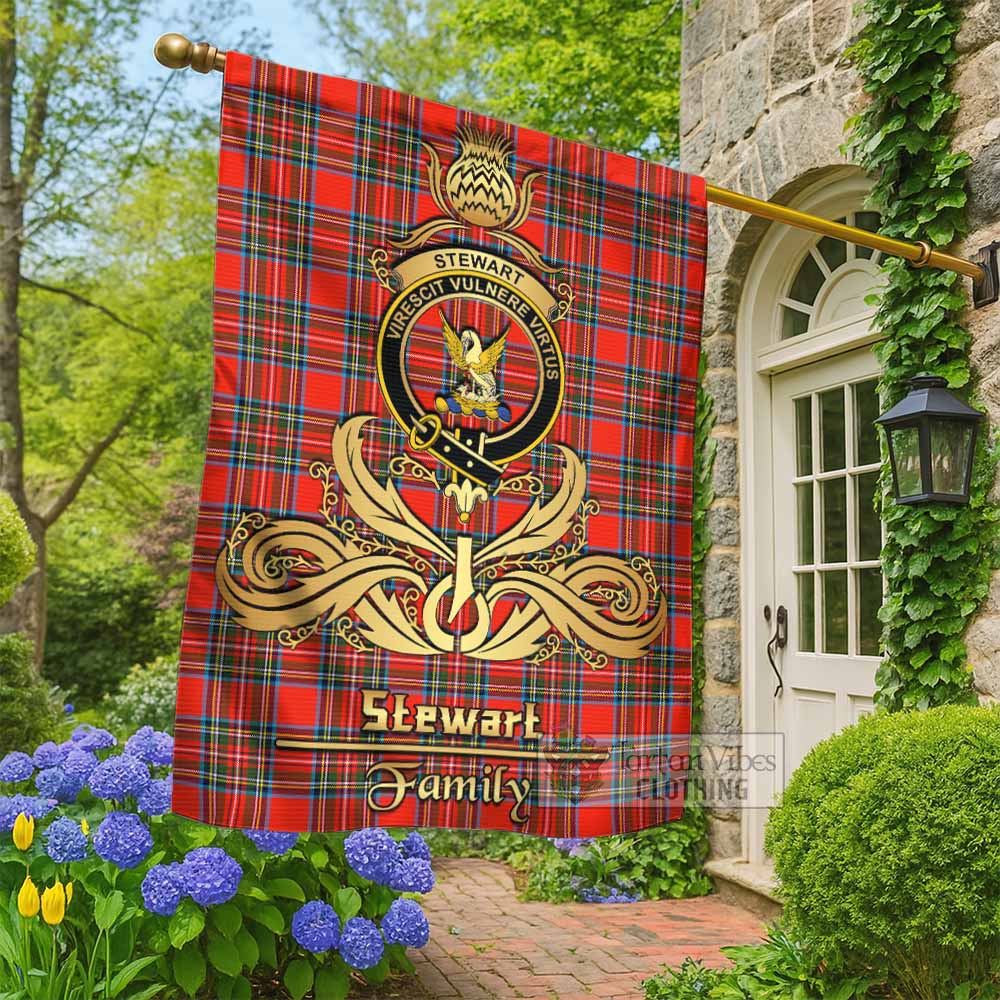 Stewart (Stuart) Tartan Garden Flag with Highland Thistle Cherish Family Crest Style - Tartan Vibes Clothing