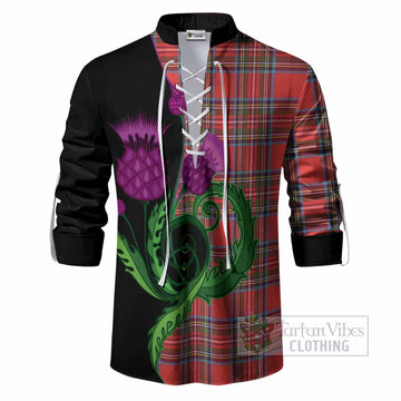 Stewart (Stuart) Tartan Ghillie Shirt Traditional Scottish Thistle