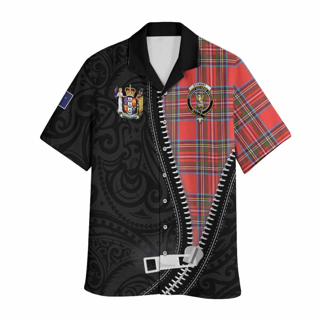 Stewart (Stuart) Tartan Hawaiian Shirt New Zealand Pattern Unique Zipper Stylized