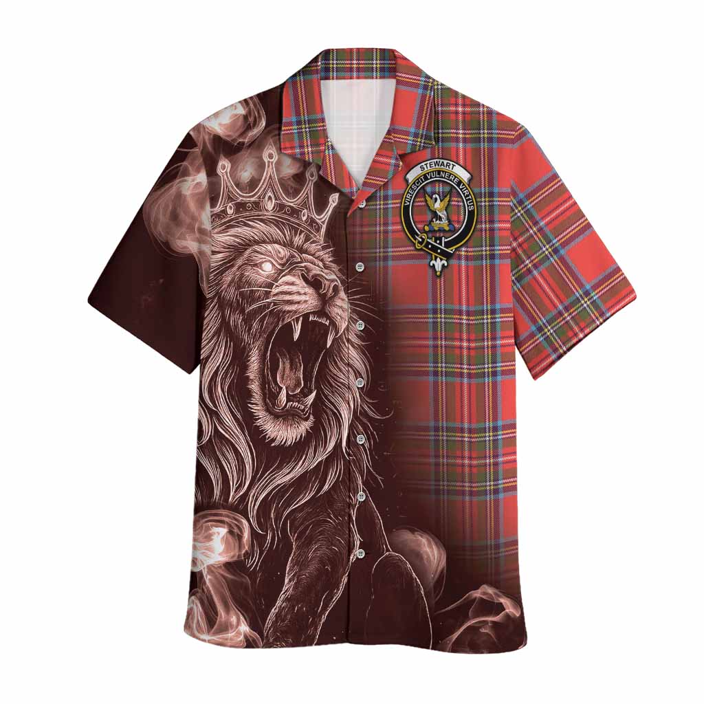 Stewart (Stuart) Tartan Hawaiian Shirt Roaring Lion Heritage
