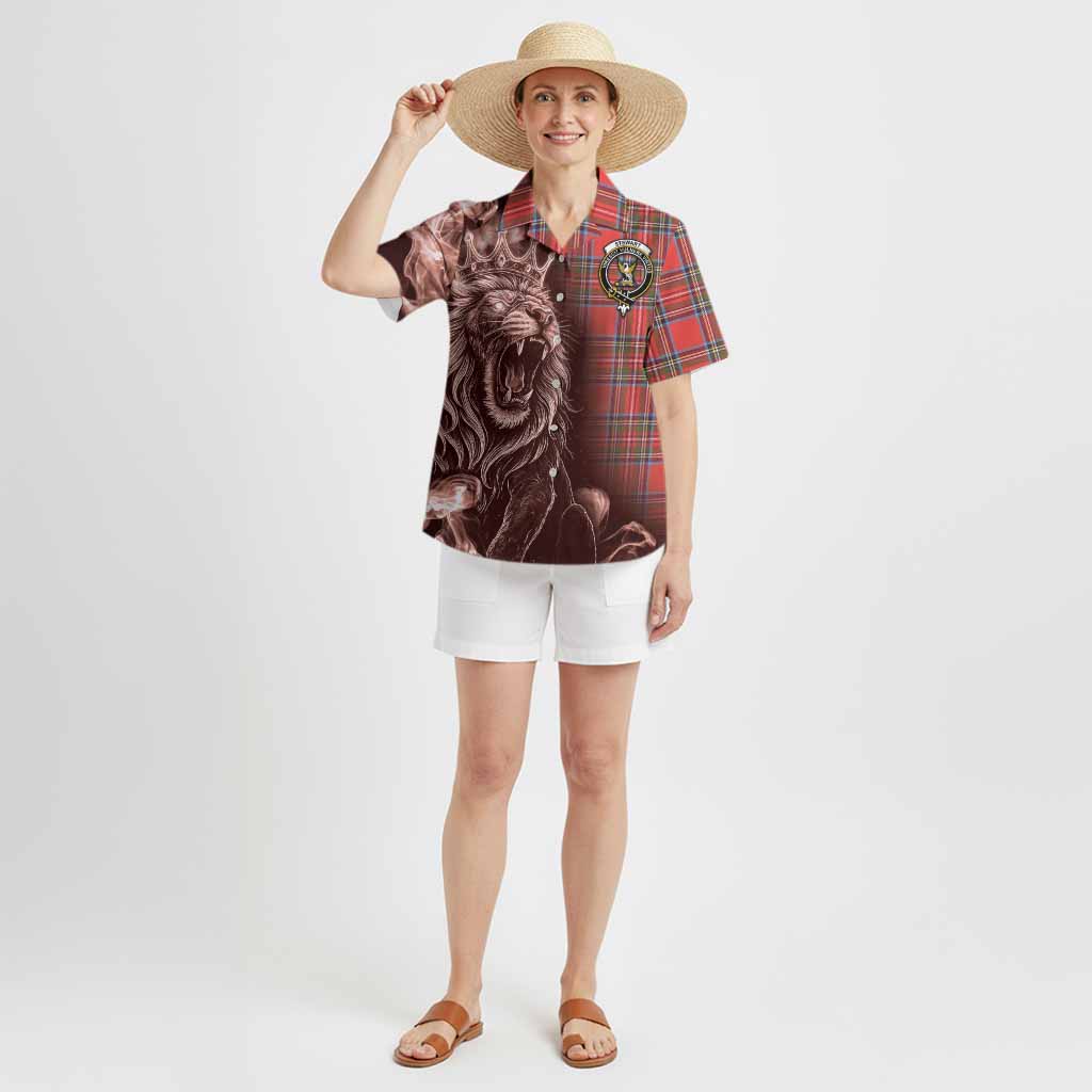 Stewart (Stuart) Tartan Hawaiian Shirt Roaring Lion Heritage