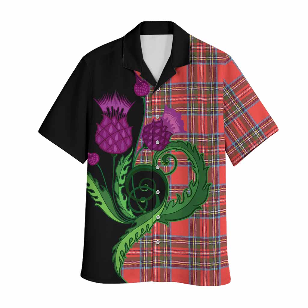 Stewart (Stuart) Tartan Hawaiian Shirt Traditional Scottish Thistle
