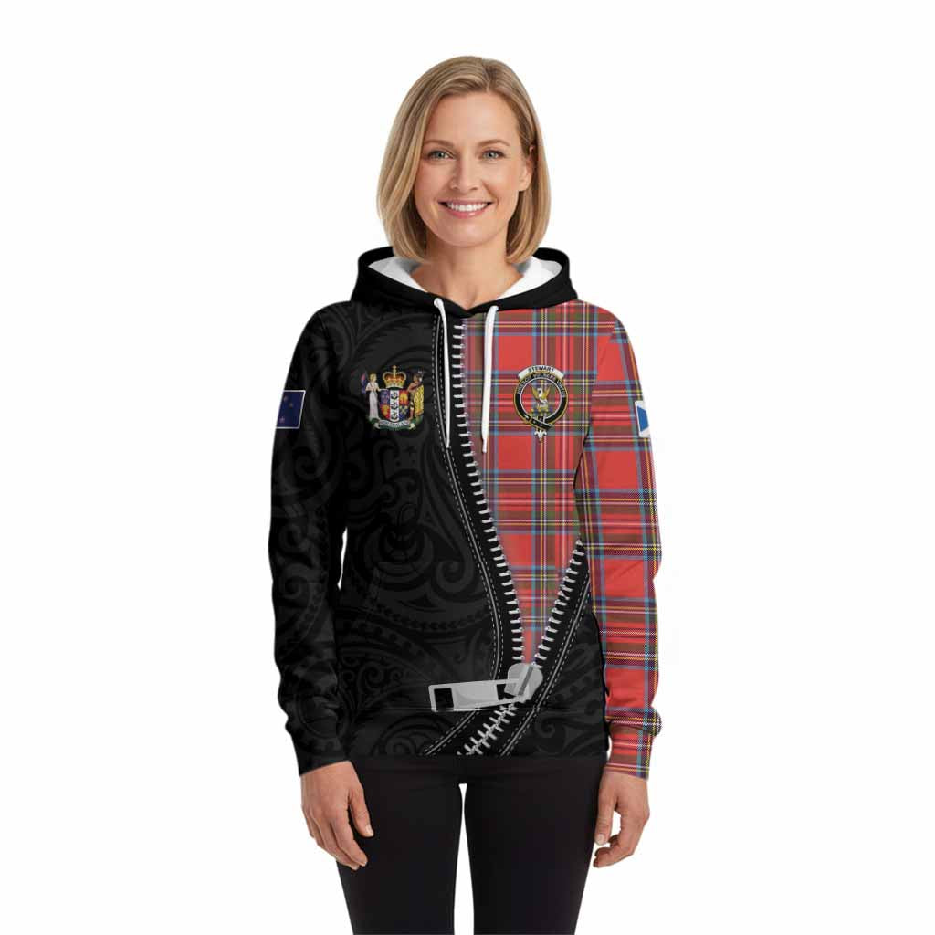 Stewart (Stuart) Tartan Hoodie New Zealand Pattern Unique Zipper Stylized