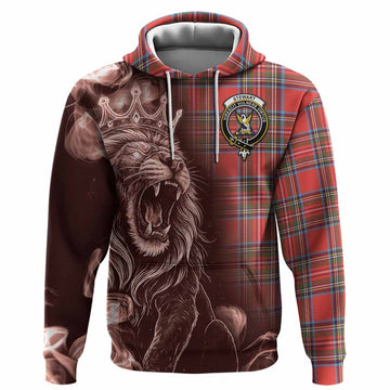Stewart (Stuart) Tartan Hoodie Roaring Lion Heritage