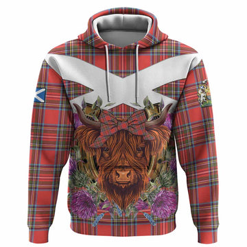 Stewart (Stuart) Tartan Hoodie Scottish Thistle Heilan Coo