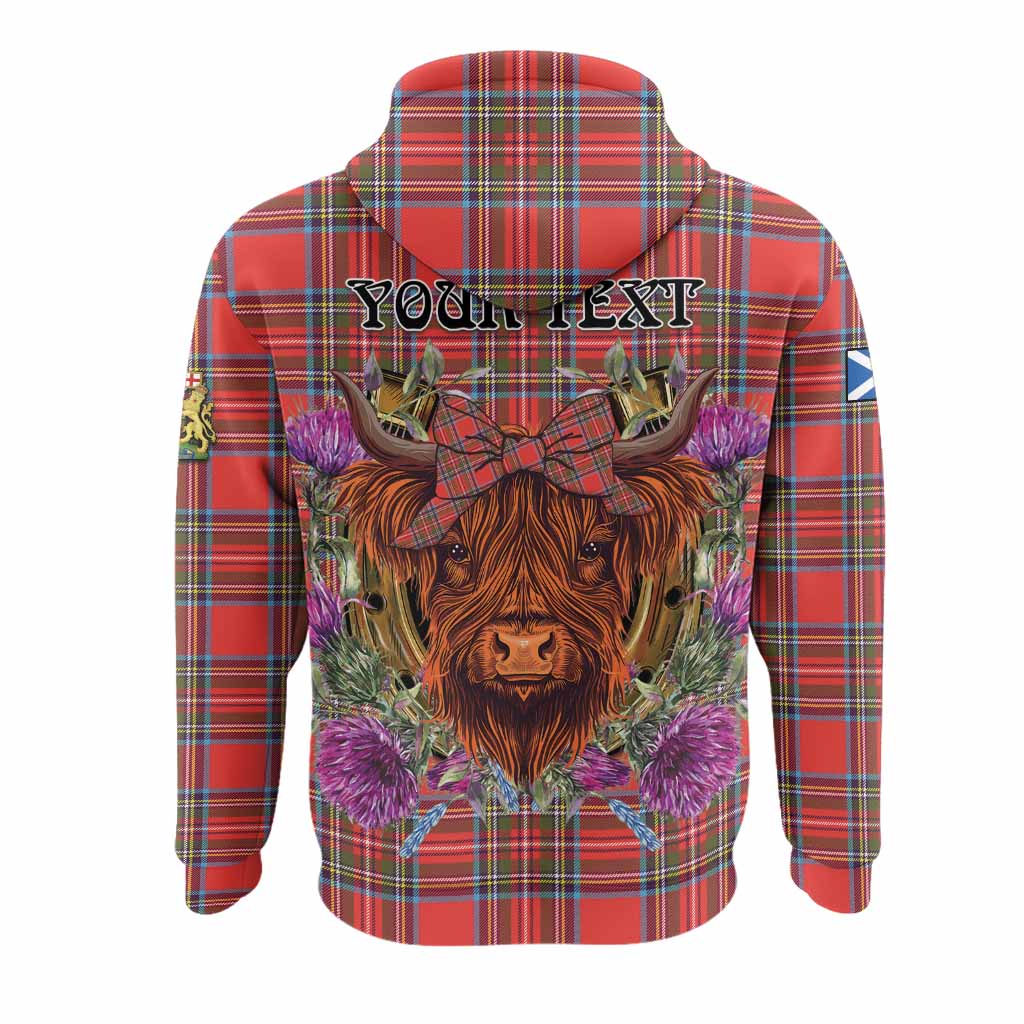 Stewart (Stuart) Tartan Hoodie Scottish Thistle Heilan Coo