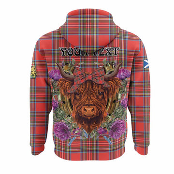 Stewart (Stuart) Tartan Hoodie Scottish Thistle Heilan Coo