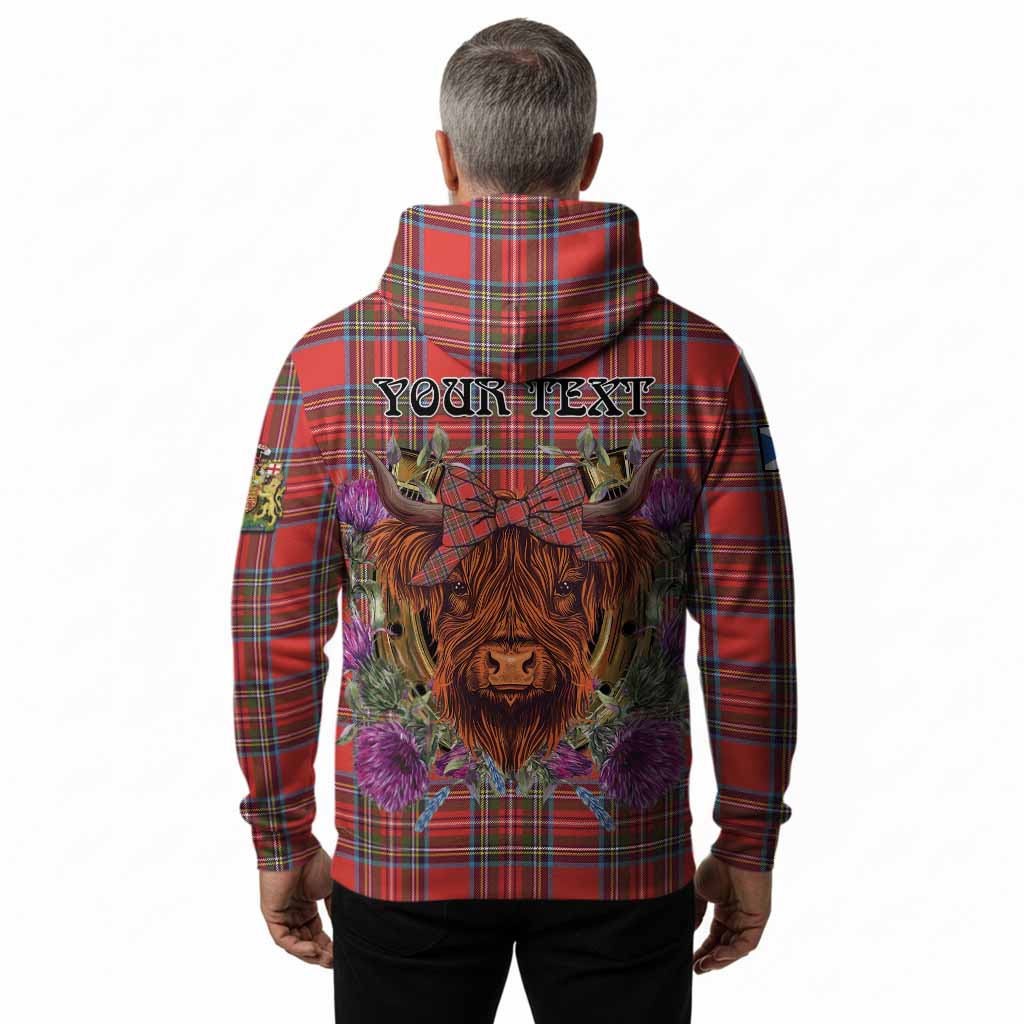 Stewart (Stuart) Tartan Hoodie Scottish Thistle Heilan Coo