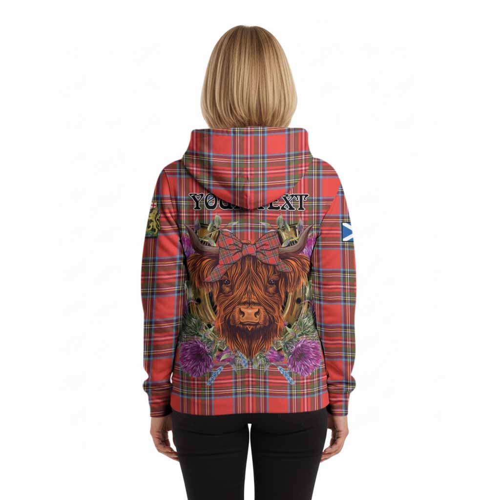 Stewart (Stuart) Tartan Hoodie Scottish Thistle Heilan Coo