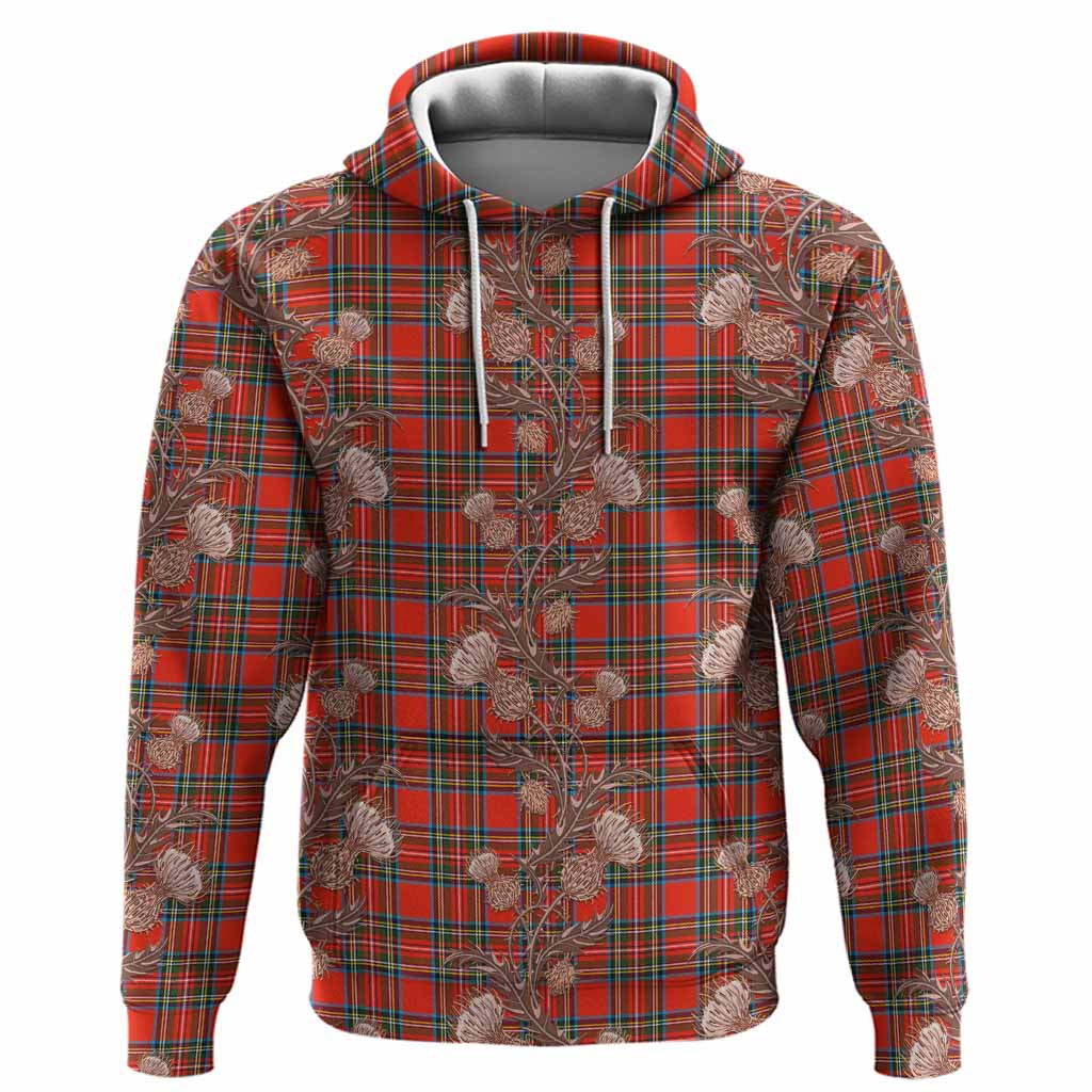 Stewart (Stuart) Tartan Hoodie Seamless Scottish Thistle Flowers