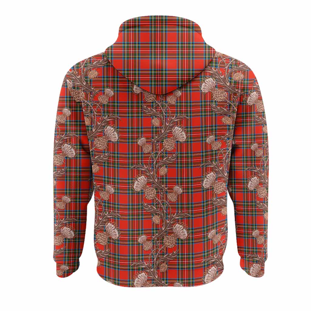 Stewart (Stuart) Tartan Hoodie Seamless Scottish Thistle Flowers