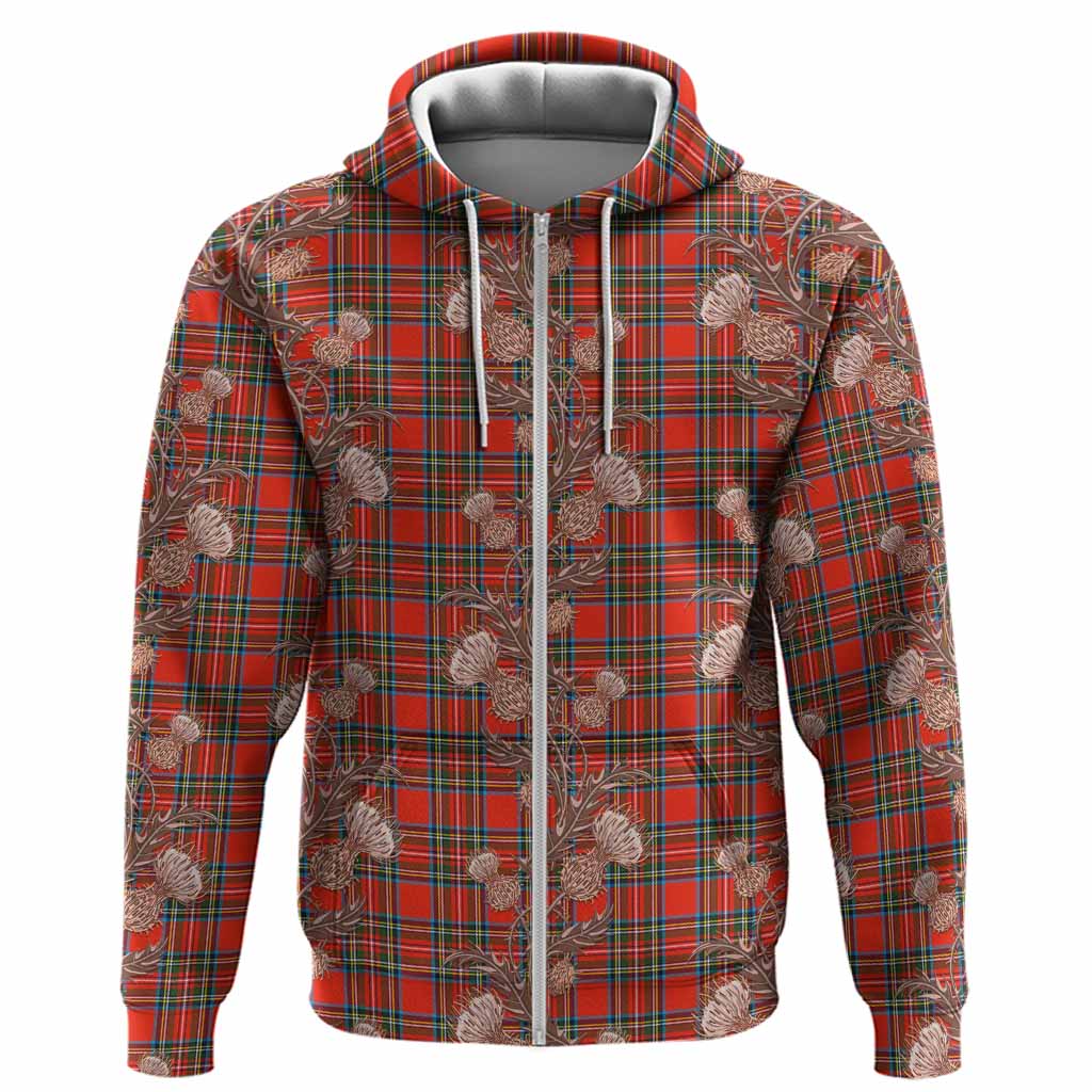 Stewart (Stuart) Tartan Hoodie Seamless Scottish Thistle Flowers