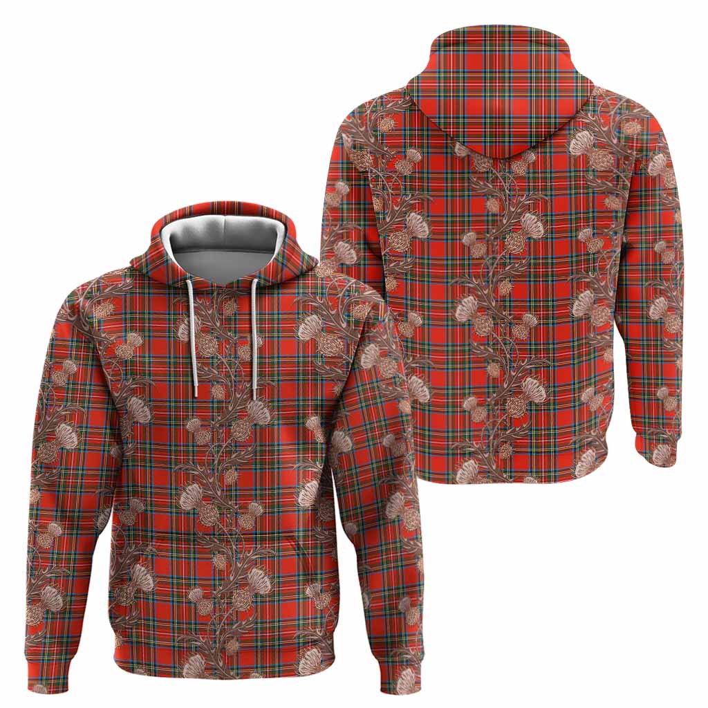 Stewart (Stuart) Tartan Hoodie Seamless Scottish Thistle Flowers