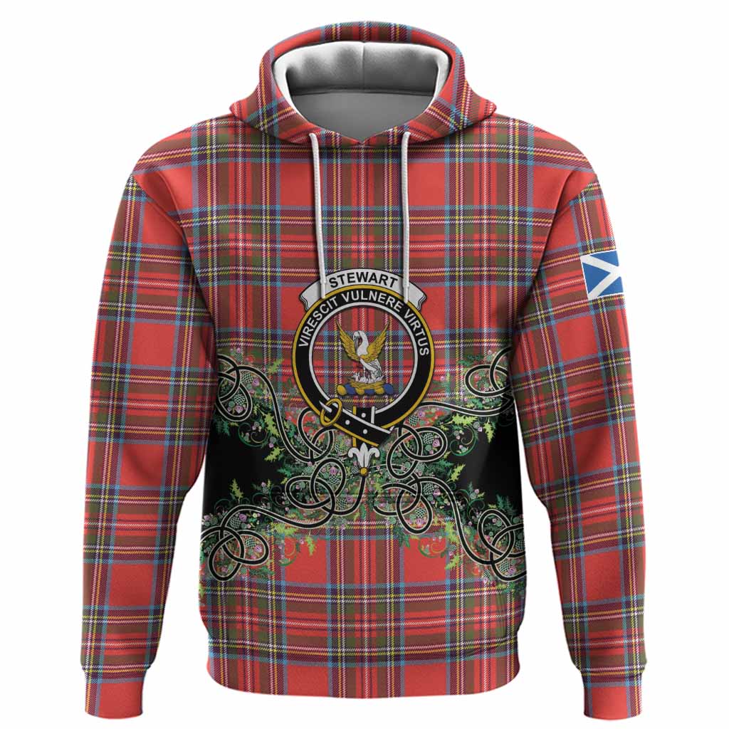 Stewart (Stuart) Tartan Hoodie Thistle Scottish Spirit