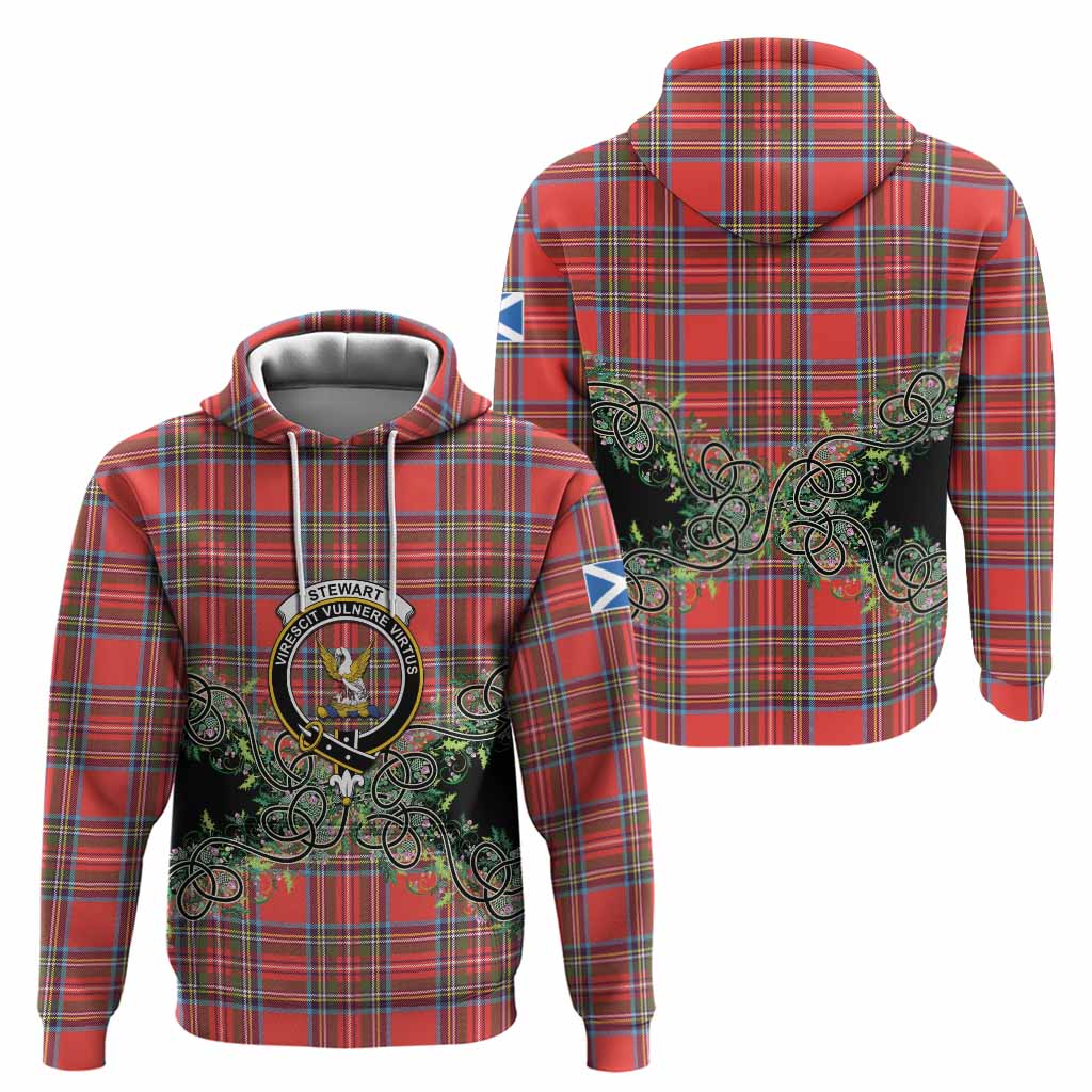 Stewart (Stuart) Tartan Hoodie Thistle Scottish Spirit