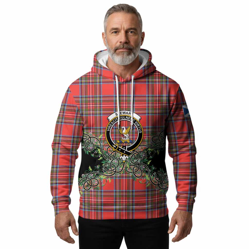 Stewart (Stuart) Tartan Hoodie Thistle Scottish Spirit
