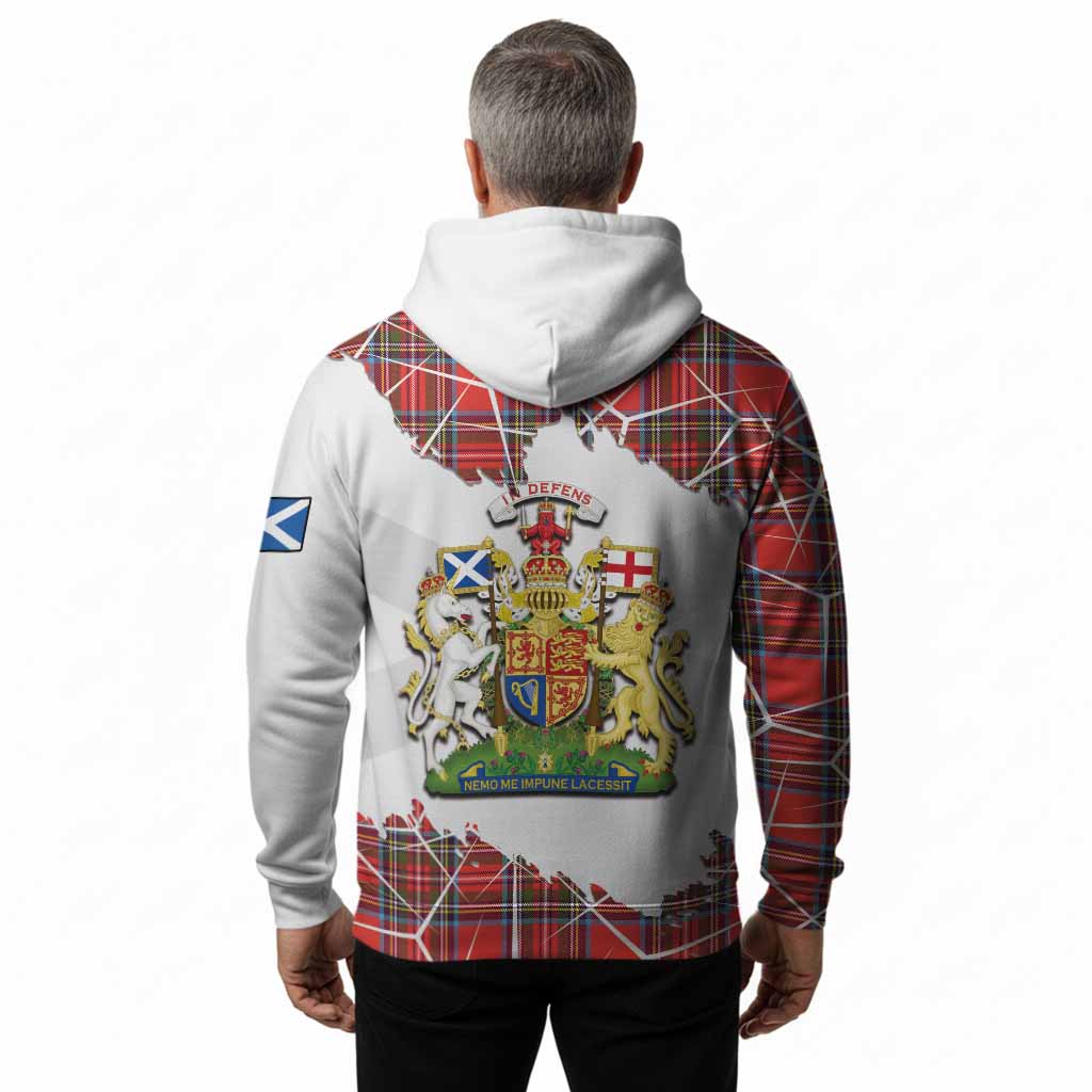 Stewart (Stuart) Tartan Hoodie with Family Crest and Lion Rampant Grunge Style