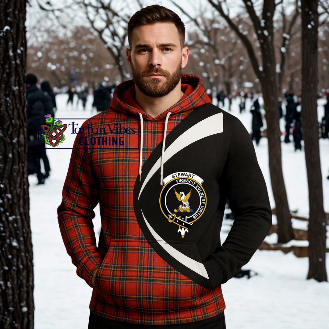 Stewart (Stuart) Tartan Cotton Hoodie with Family Crest Circle Style
