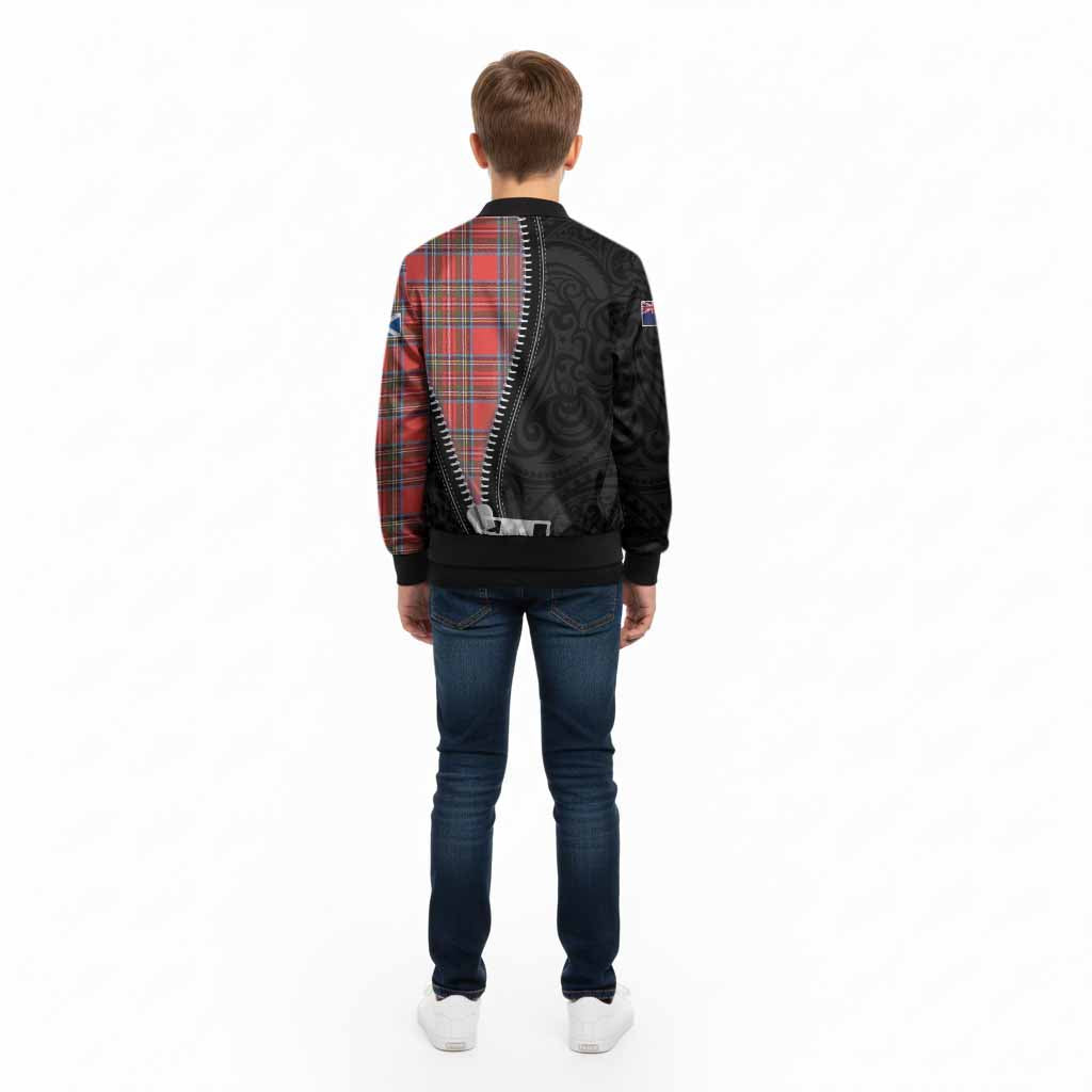 Stewart (Stuart) Tartan Kid Bomber Jacket New Zealand Pattern Unique Zipper Stylized