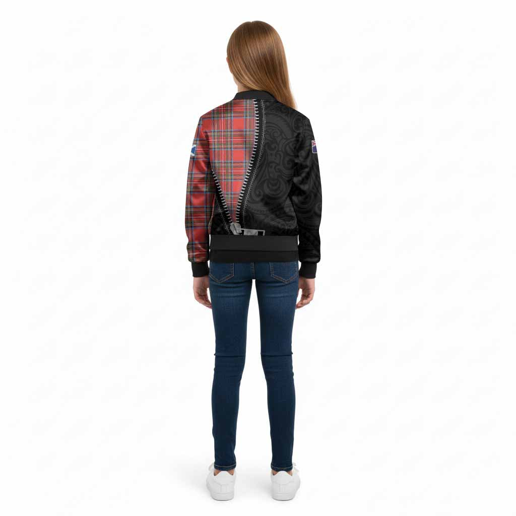 Stewart (Stuart) Tartan Kid Bomber Jacket New Zealand Pattern Unique Zipper Stylized