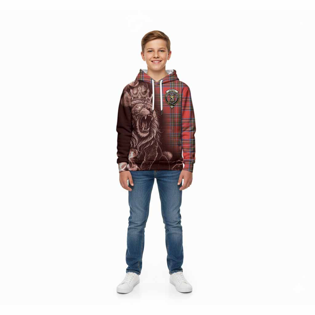 Stewart (Stuart) Tartan Kid Hoodie Roaring Lion Heritage
