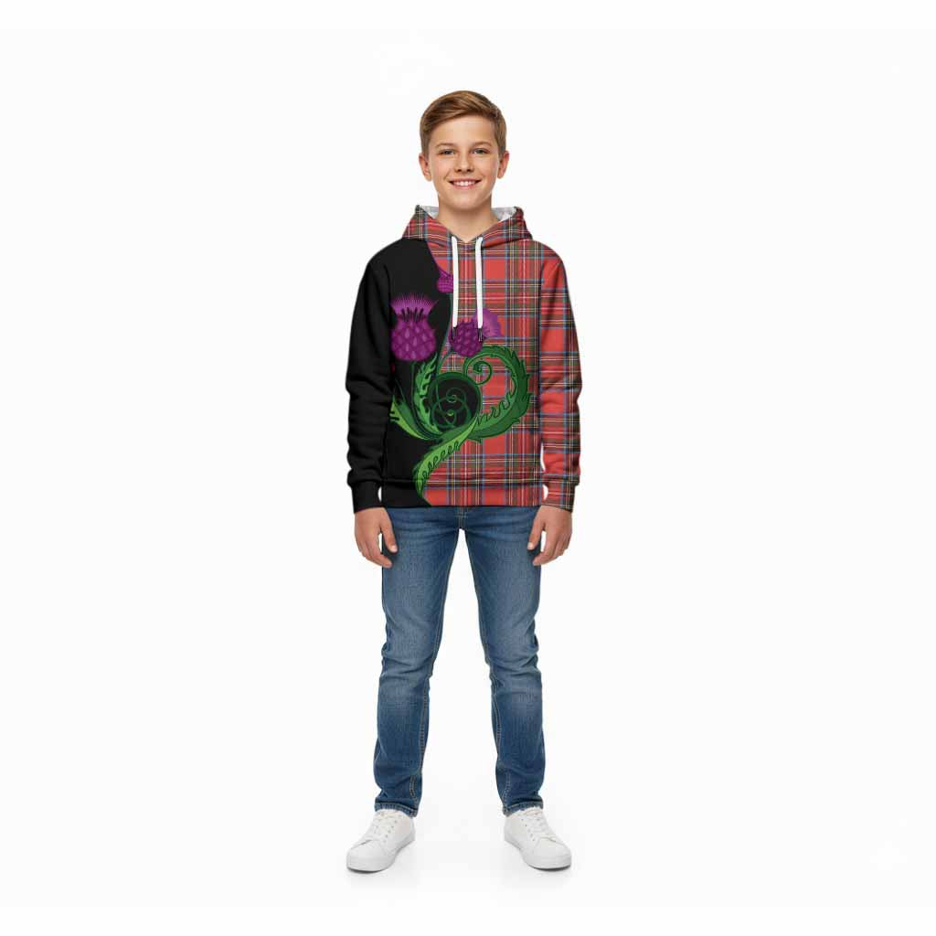 Stewart (Stuart) Tartan Kid Hoodie Traditional Scottish Thistle