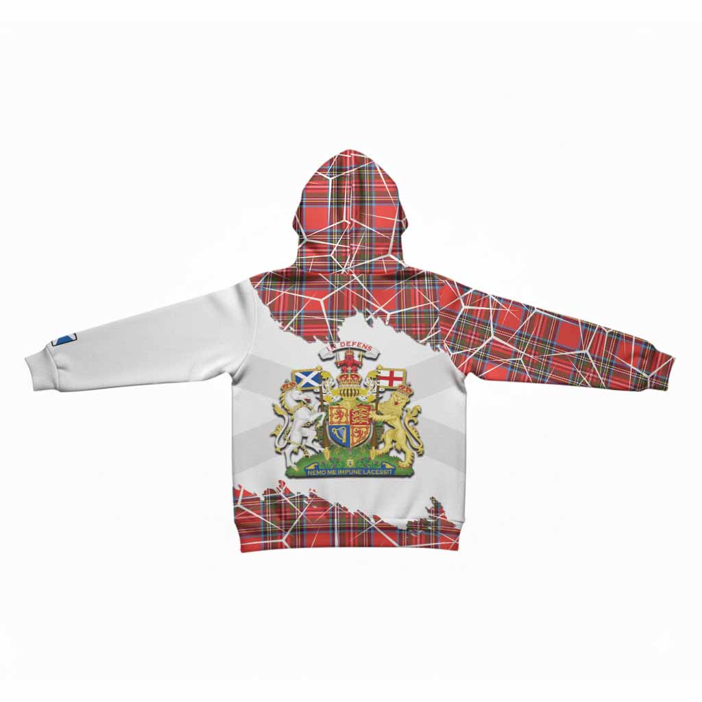 Stewart (Stuart) Tartan Kid Hoodie with Family Crest and Lion Rampant Grunge Style