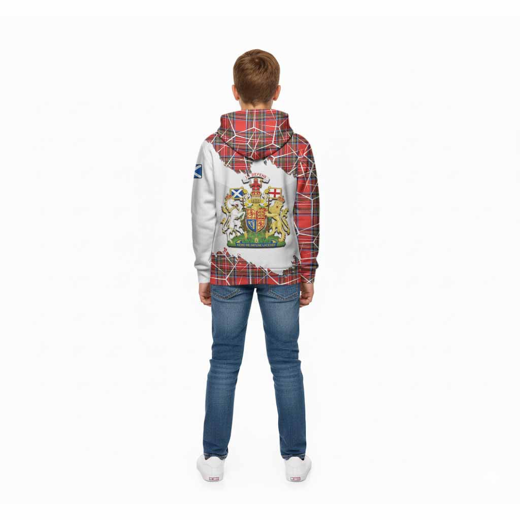 Stewart (Stuart) Tartan Kid Hoodie with Family Crest and Lion Rampant Grunge Style