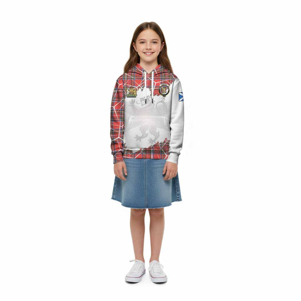 Stewart (Stuart) Tartan Kid Hoodie with Family Crest and Lion Rampant Grunge Style