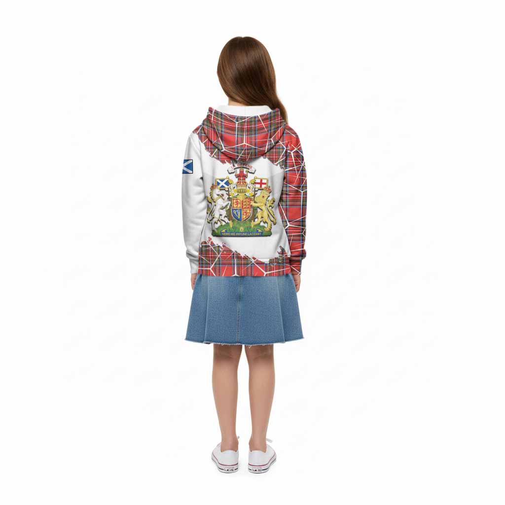Stewart (Stuart) Tartan Kid Hoodie with Family Crest and Lion Rampant Grunge Style