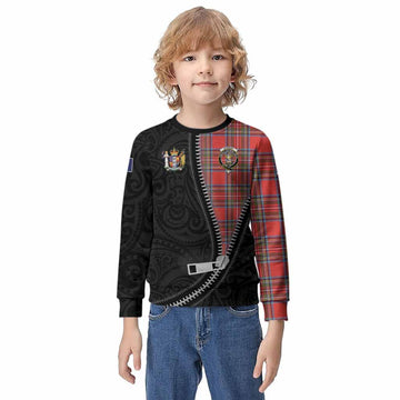Stewart (Stuart) Tartan Kid Knitted Sweatshirt New Zealand Pattern Unique Zipper Stylized