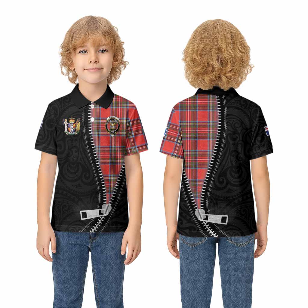 Stewart (Stuart) Tartan Kid Polo Shirt New Zealand Pattern Unique Zipper Stylized