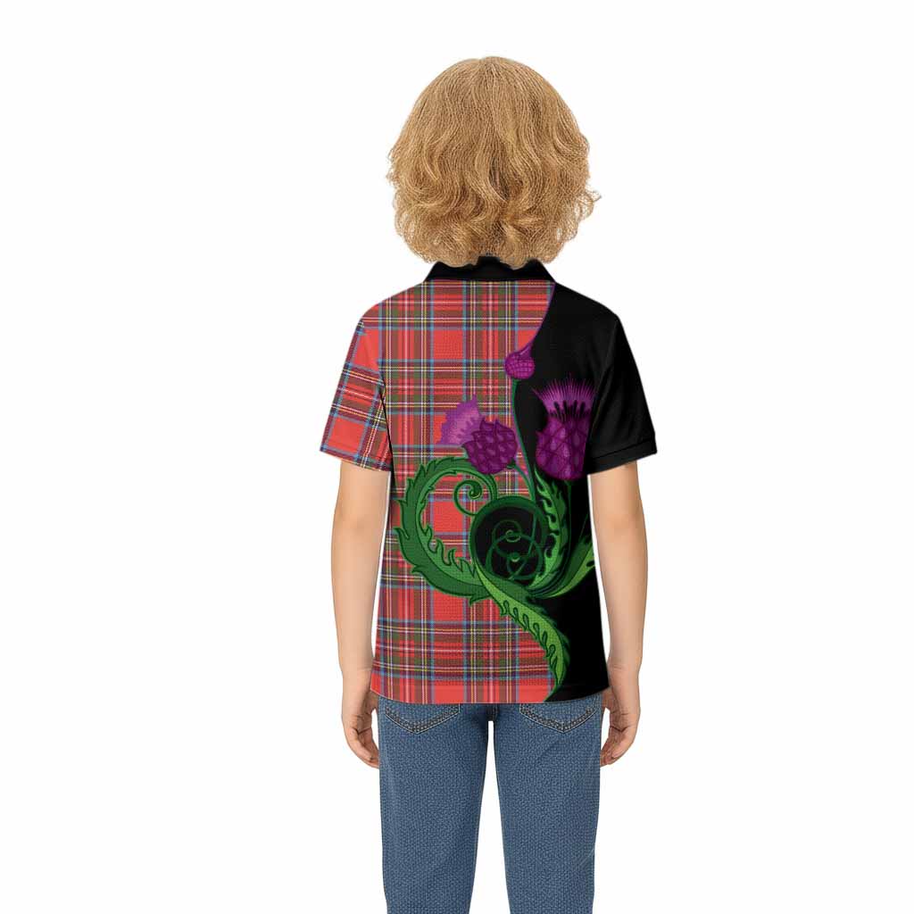 Stewart (Stuart) Tartan Kid Polo Shirt Traditional Scottish Thistle