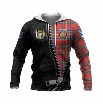 Stewart (Stuart) Tartan Knitted Hoodie New Zealand Pattern Unique Zipper Stylized
