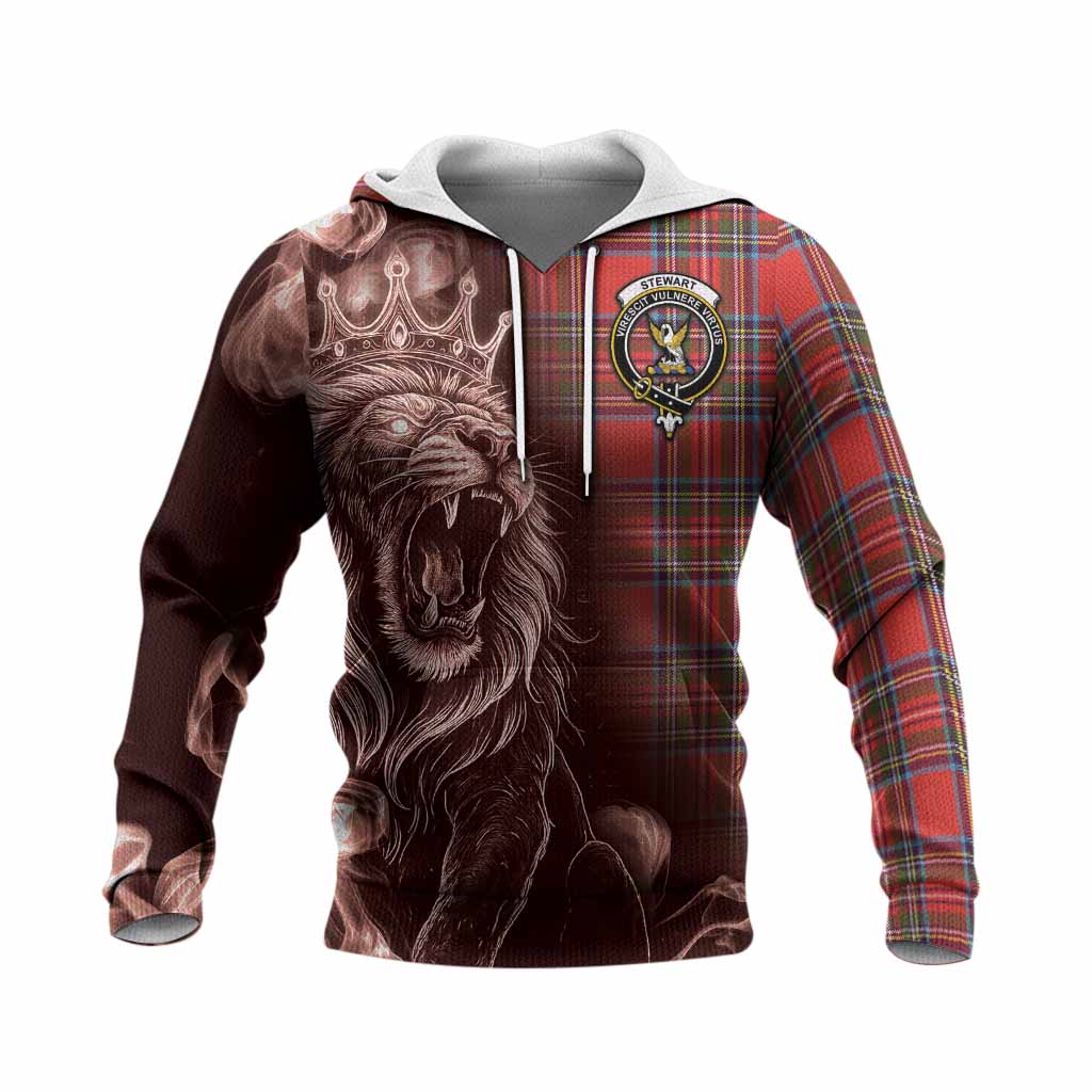 Stewart (Stuart) Tartan Knitted Hoodie Roaring Lion Heritage