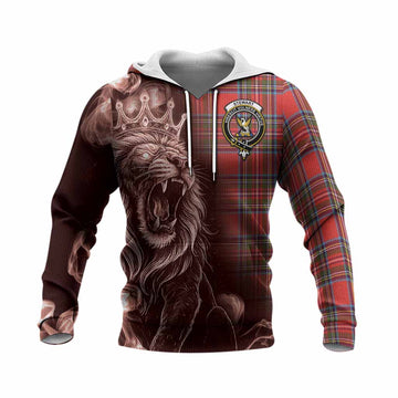 Stewart (Stuart) Tartan Knitted Hoodie Roaring Lion Heritage