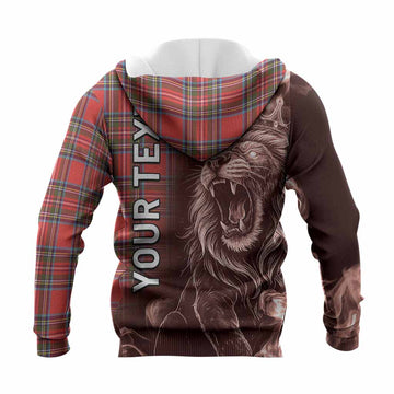 Stewart (Stuart) Tartan Knitted Hoodie Roaring Lion Heritage