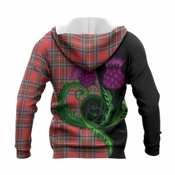 Stewart (Stuart) Tartan Knitted Hoodie Traditional Scottish Thistle